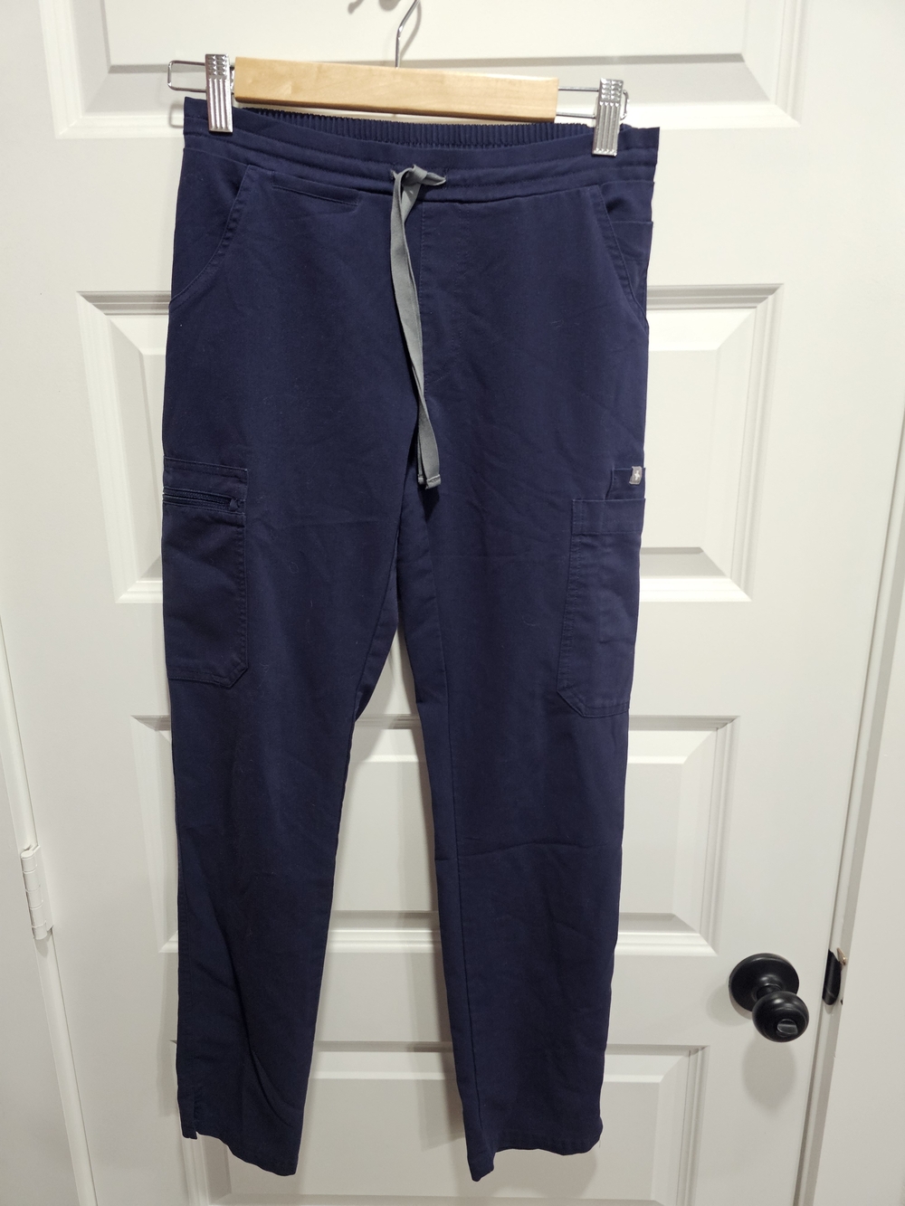 Figs Navy Track Jogger Scrub Pants  with Gray Drawstring